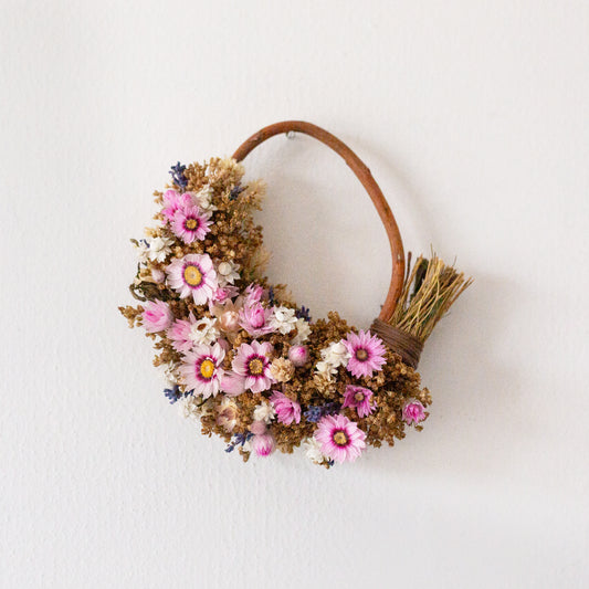 Small pink Daisy and Lavender wreath
