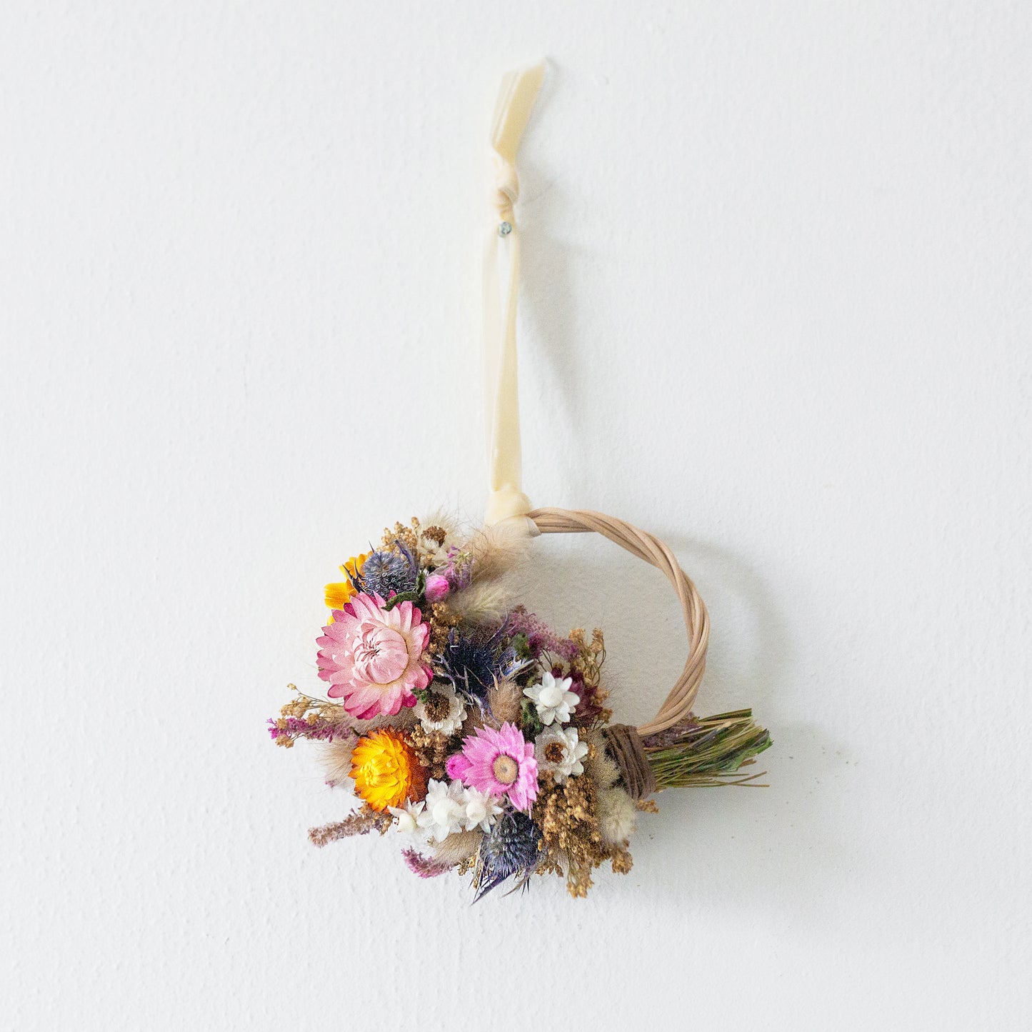 Mini Summer dried flower wreath hanging