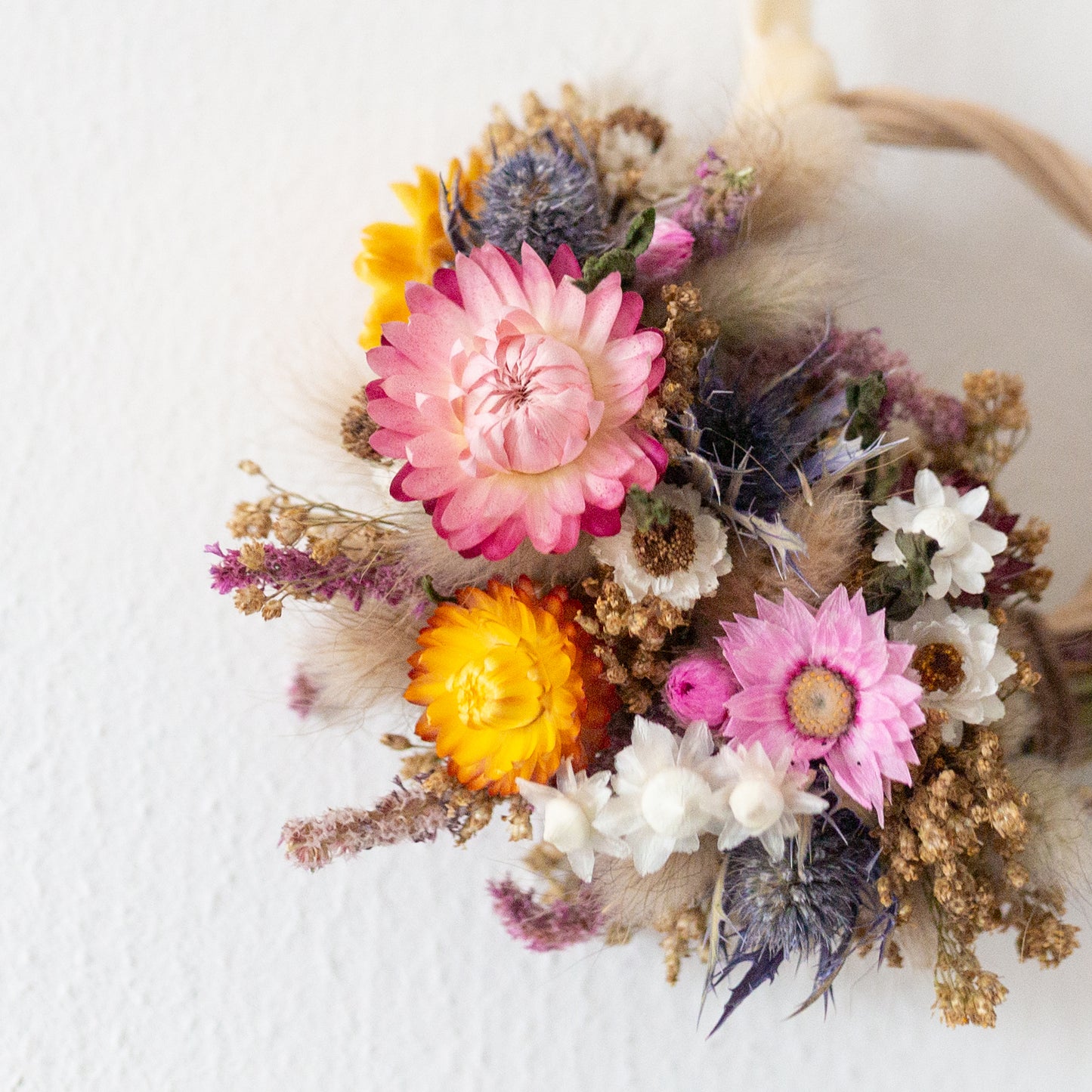 Mini Summer dried flower wreath hanging