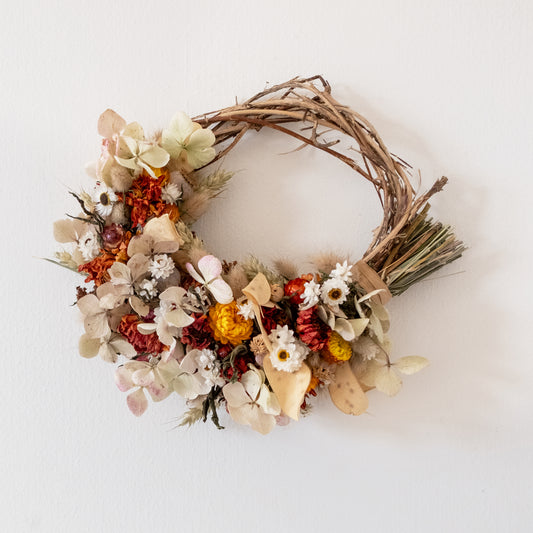 Rustic orange dried flower wreath