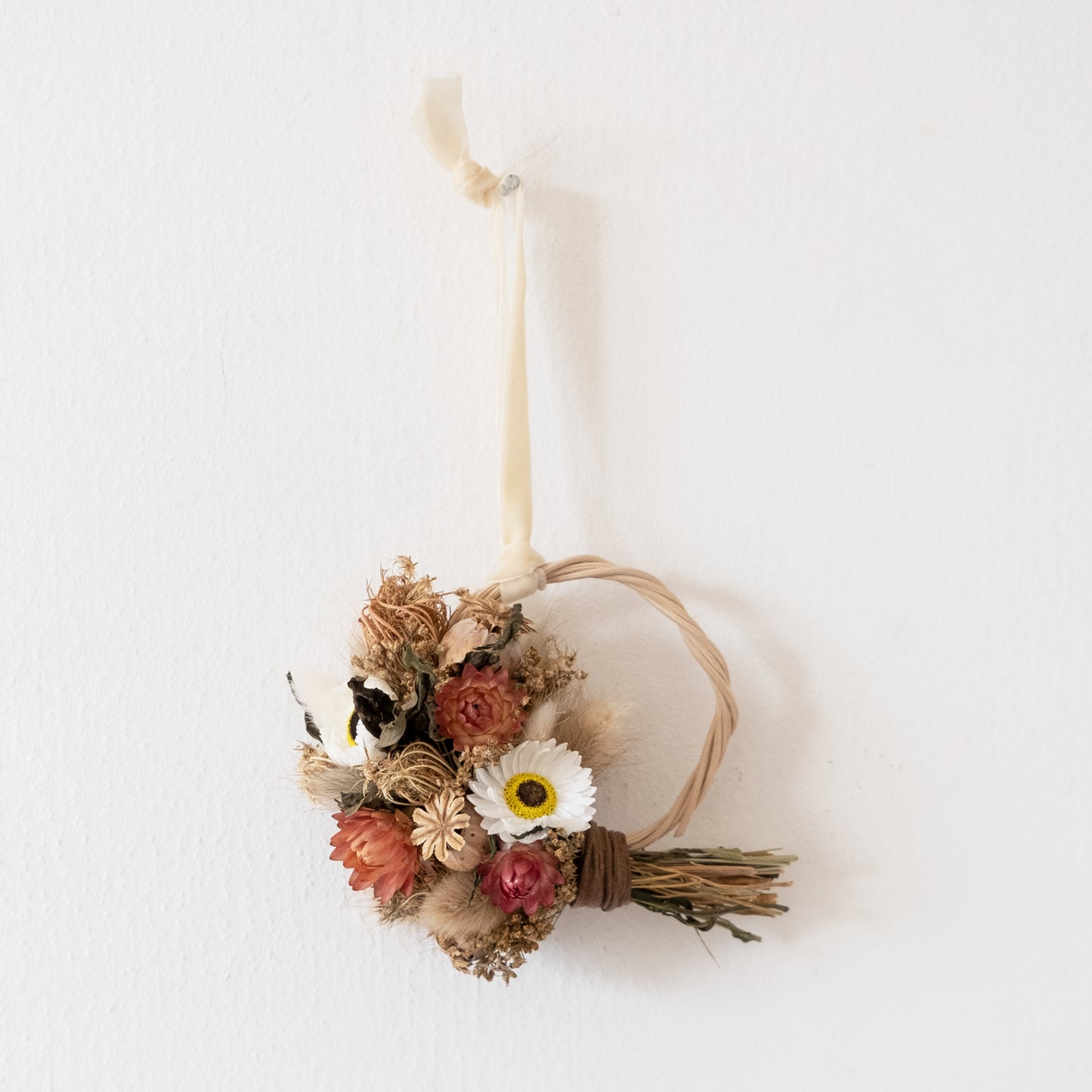 Mini festive dried flower wreath - Sunray daisy