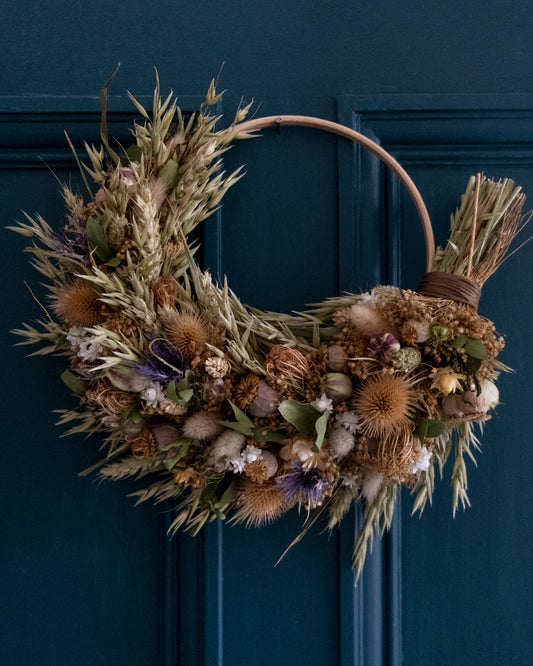 Rustic thistle and teasel wreath