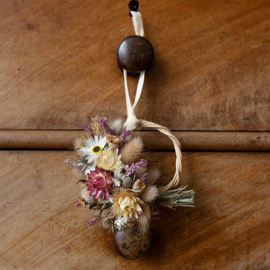 Mini dried flower pink and cream wreath