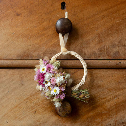 Mini dried flower pink wreath
