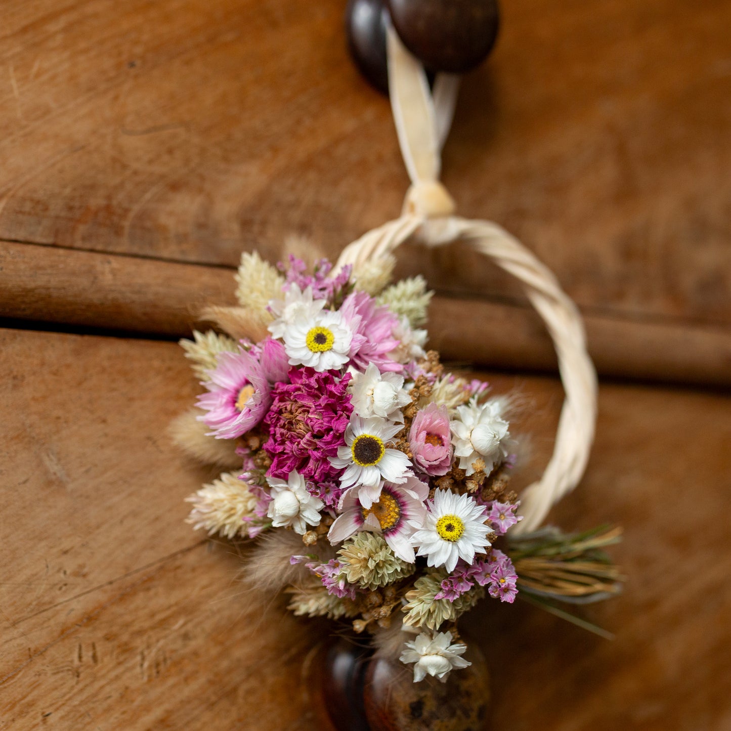 Mini dried flower pink wreath