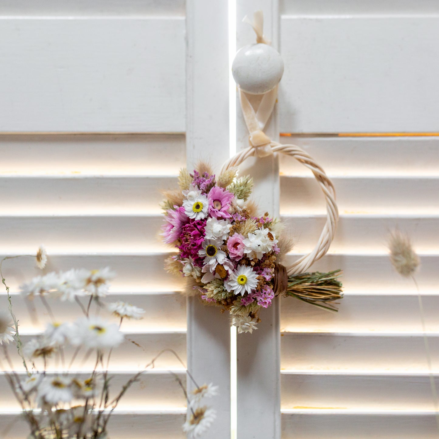 Mini dried flower pink wreath